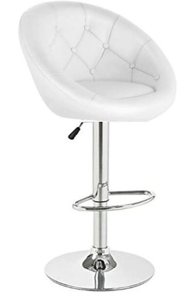 AWF AL WADI FURNITURE Luxy Big Tufted Soft PU Leather modern bar chair bar stool swivel adjustable kitchen stool white