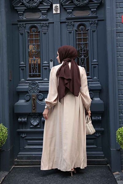 N.S NEVA STYLE Μπεζ Φόρεμα Με Κουμπί 19044BEJ