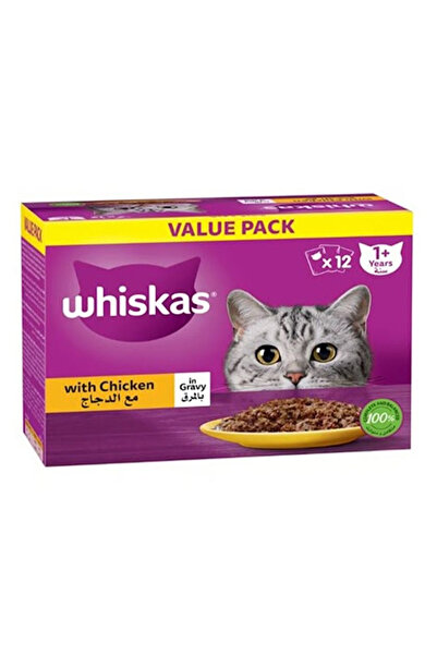 Whiskas طعام القطط بالدجاج، 12 × 80 جرام