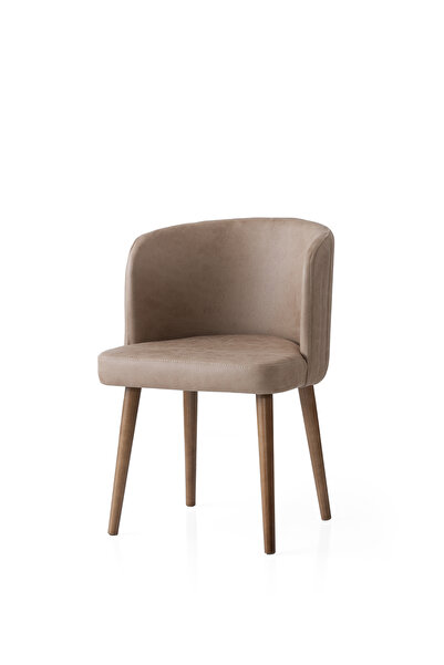 Atolye Casa Zen Sandalye Ceviz Ayak Sütlü Kahve Kumaş 2 Adet