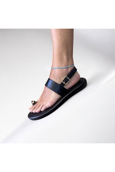 NE&VE SHOES Μαύρα γνήσια δερμάτινα σανδάλια γυναικεία casual σανδάλια