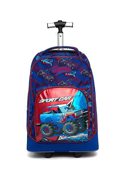 R&B Royal Blue Boys Trolley Bag W Pencil Pouch