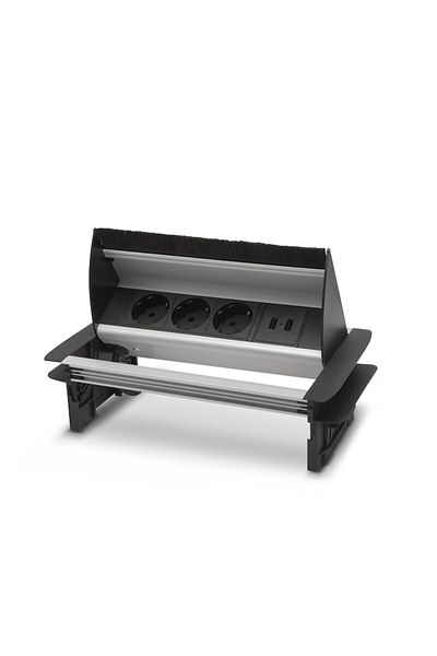 Mercaton 3-socket, built-in, foldable distributor with child protection and 2 USB sockets, Ca