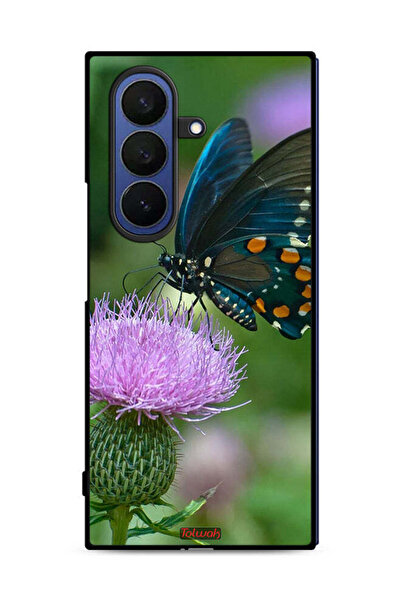 Tolwak غطاء حماية لهاتف سامسونج جالاكسي زد فولد 7 بتصميم فراشة تجلس على زهرة