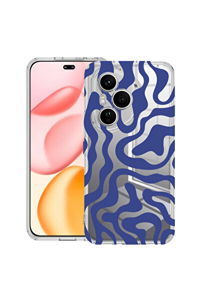 bestcase Διαφανής θήκη σιλικόνης για Honor 400 Pro, μπλε αφηρημένη γραμμή, 20...