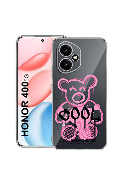 bestcase Carcasă transparentă din silicon pentru Honor 400, Teddy Bear Cool P...