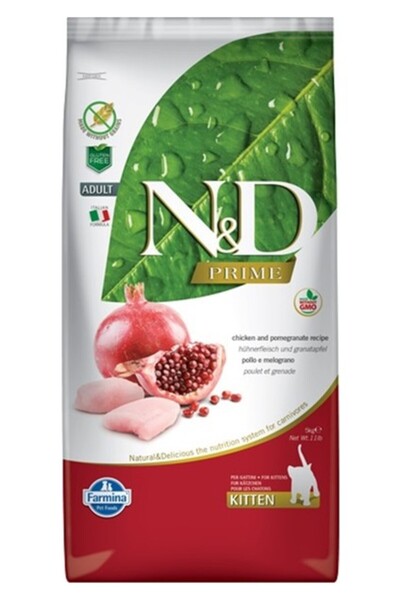 N&D Tahılsız Tavuklu Narlı Yavru, Hamile, Emziren Kedi Maması 5 Kg