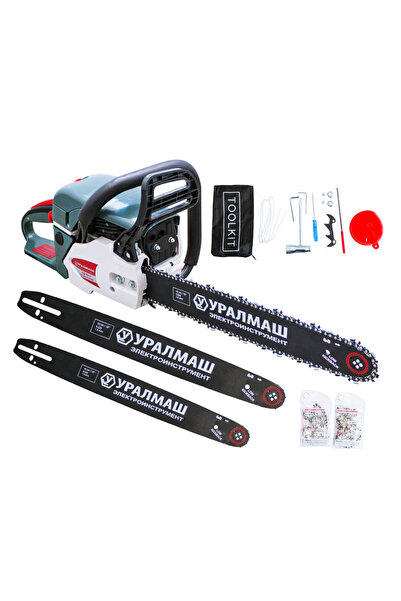 Tania Drujba pe benzina Ural Mash, 3.5 Cp, 7000 rpm, 58 CC, 2.6 kW, 2 lame, 2 lanturi