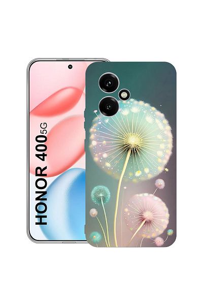 bestcase Clear Silicon Case For Honor 400, Green Dandelion, 2036423 T 1143