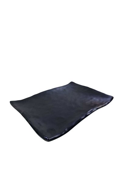 Külsan Thermo Melamine Black Wavy Presentation Plate
