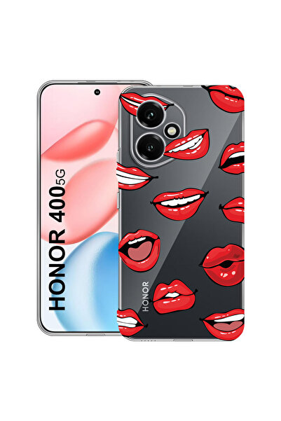 bestcase Carcasă transparentă din silicon pentru Honor 400, model buze - săru...