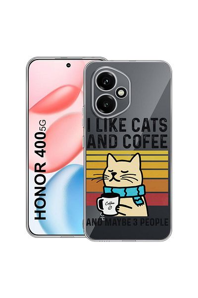 bestcase Carcasă transparentă din silicon pentru Honor 400, Pisici și cafea, 2036423 T 1851