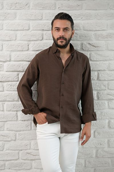 alenmeza Regular Fit Collar Buttoned Summer Modal Fabric Men's Shirt