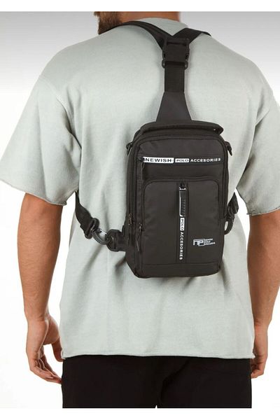 fao polo Unisex Cross & Chest And Mini Backpack Black Color