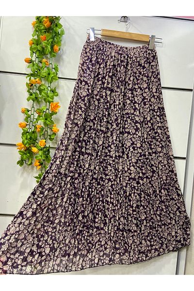 edu collection Patterned Chiffon Skirt with Lining