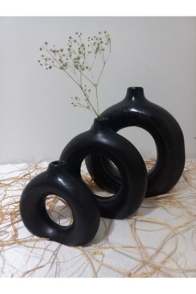 emilysamy Donut 3-Piece Vase Set Black