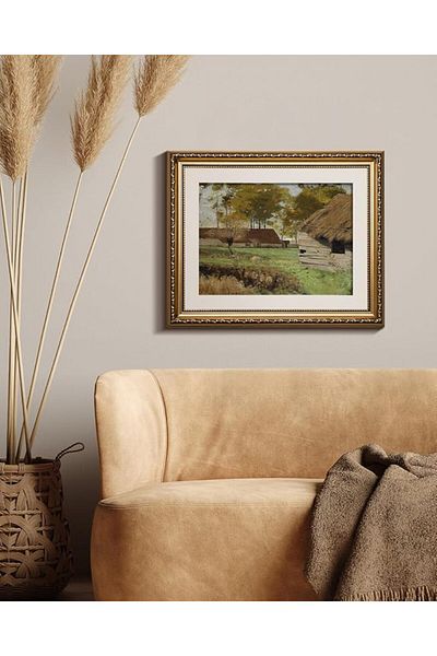 Emoda home Trove Wntage Gold Framed Wall Art, Retro Farm Cottage Paintings,