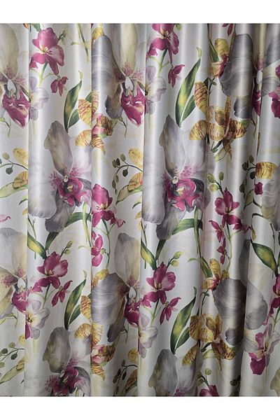 Decor Fashion Home Set of 2 Dimout curtains with floral pattern, light colors