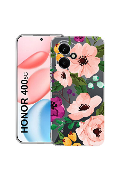 bestcase Carcasă transparentă din silicon pentru Honor 400, flori pastelate, ...
