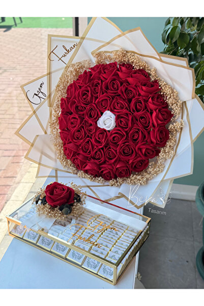 bt bera tasarım 41 Adet Gül 100 Çikolata Kız Isteme Çiçeği Söz Çikolatası Niş...