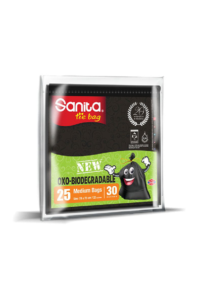 Sanita ربط أكياس القمامة، 30 جالونًا، 25 كيسًا متوسطًا