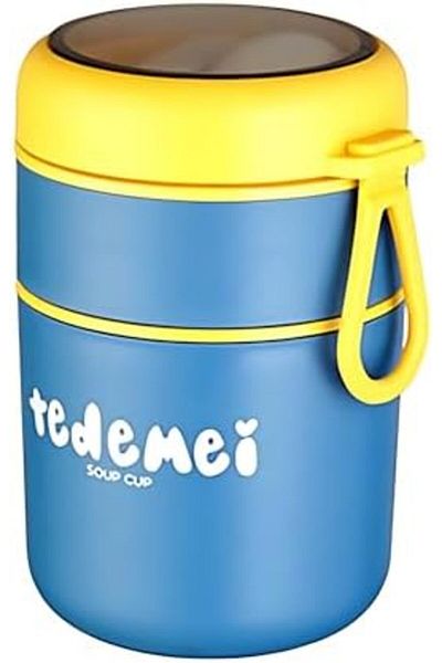 Twisoo Double Soup Bowl Insulated Lunch Container Thermos Steel Food Jar with Spoon Stainless Steel