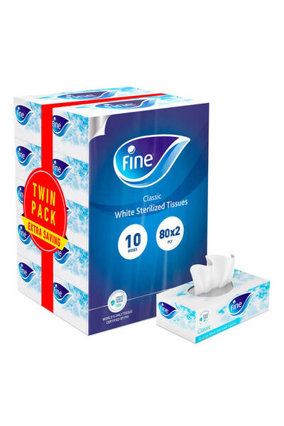 FINE Facial Tissues Sterilized, 80 Double White Tissue, 7+3 Free