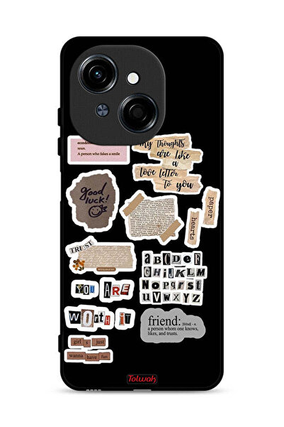 Tolwak غطاء حماية لهاتف تكنو سبارك جو ١ ٤ جي، ملصقات بعبارات الحظ السعيد