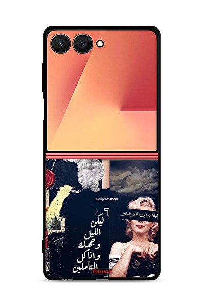Tolwak غطاء حماية لهاتف سامسونج جالاكسي زد فليب 7 بعبارات عربية ووجوه مقطوعة
