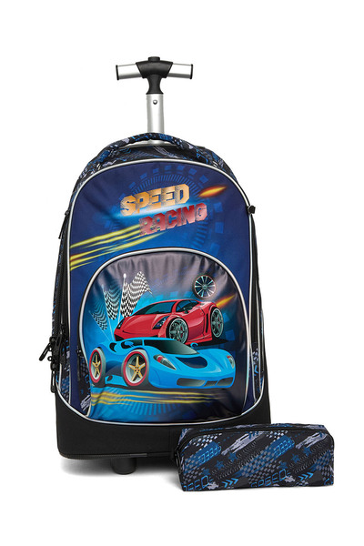 R&B Black Boys Trolley Bag W Pencil Pouch