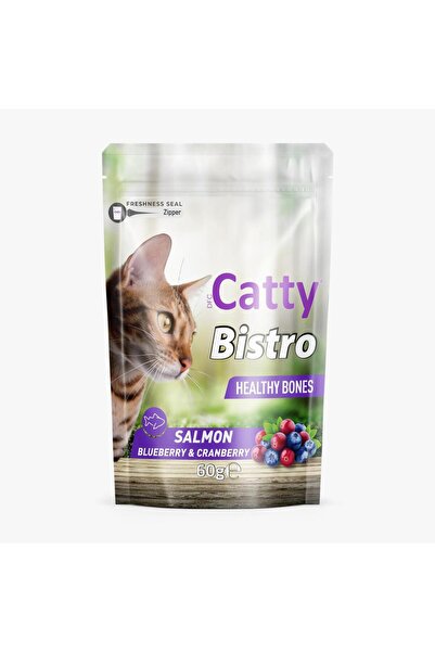 Catty BİSTRO SAĞLIKLI KEMİKLER SOMONLU_YABAN MERSİNLİ_KIZILCIKLI 60G (HEALTH BONES)