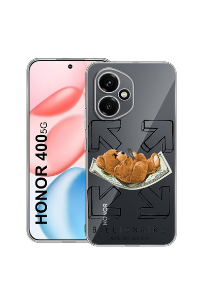 bestcase Carcasă transparentă din silicon pentru Honor 400, Ursul Billionaire...