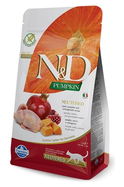 N&D Nd Balkabaklı Bıldırcınlı Narlı Kısır Kedi Maması 1.5 Kg