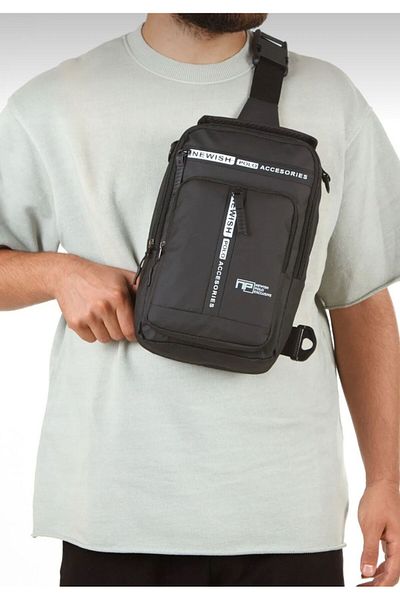 fao polo Unisex Cross & Chest And Mini Backpack Black Color