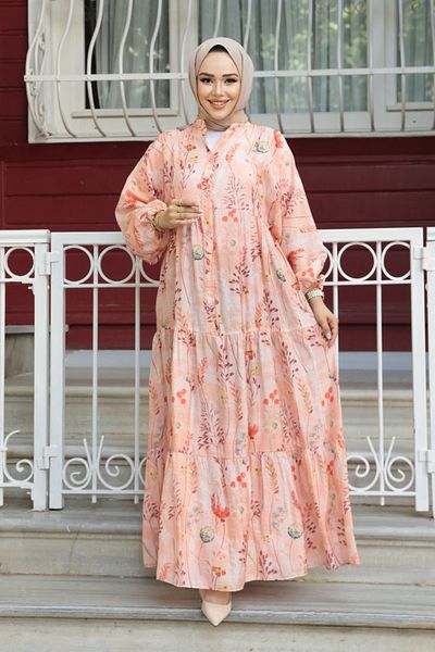 N.S NEVA STYLE Rochie Hijab Somon cu Motiv 710504SMN