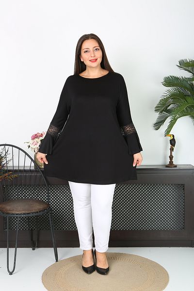 XL Modam Women's Spanish Sleeve Lycra Black Tunic
