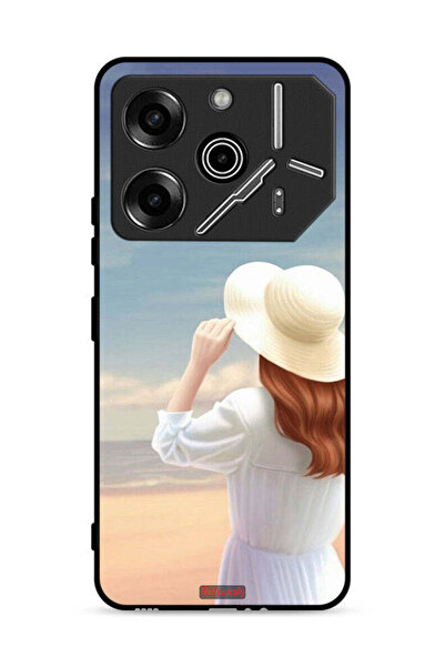 Tolwak غطاء حماية لهاتف تكنو بوفا 6 برو 5G، قبعة فتاة واقفة