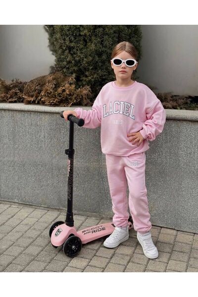 aybabykids Laciel Paris Pembe Kız Çocuk Eşofman Takımı İkili Takım