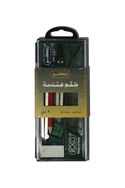 Roco 9-Piece Mathematics Geometry Box Set – Red/Silver/Green