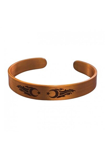 Güney Takı Store Flaming Turkish Flag Patterned Copper Bracelet