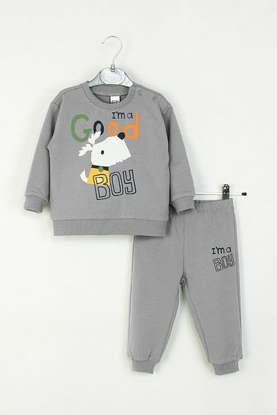 DMB BOYS & GIRLS Baby Boy Patterned Tracksuit Set Dog Printed Sweatshirt Bottom-Top Set