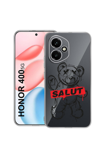 bestcase Carcasă transparentă din silicon pentru Honor 400, Teddy Bear Salut,...