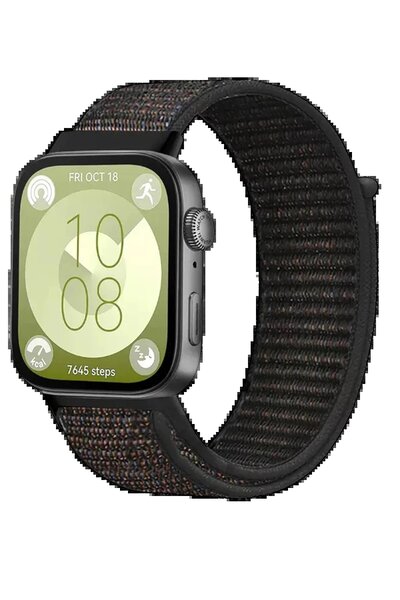 MKR Cpt83 Huawei Fit 4 Compatible Mesh Hook and Loop Strap - Black