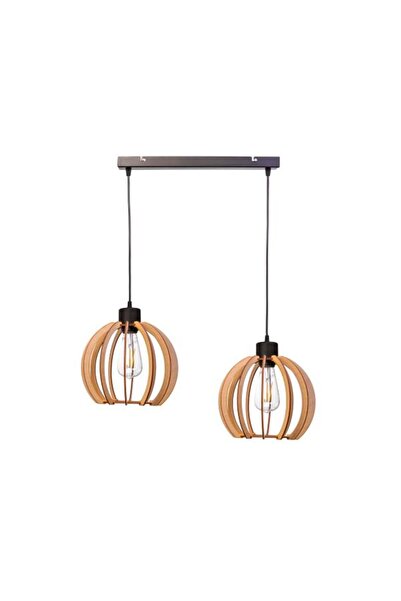 OEM Pendul Adviti JUALA AD-LD-6377 BE 27 D, 2 x 60 W, E 27, IP 20, metal/lemn, Negru/Maro