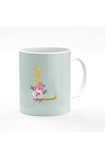 Stylizedd كوب قهوة مطبوع عليه تصميم، كوب سيراميك سعة 11 أونصة - أحرف أولية زه...