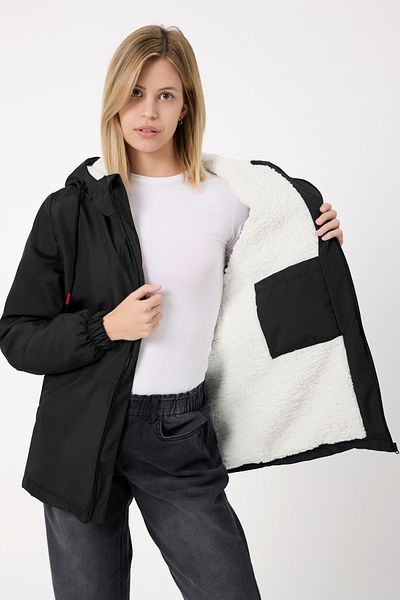 Royalside Women's Black Fur Water and Windproof Hooded Winter Coat & Coat & Parka
