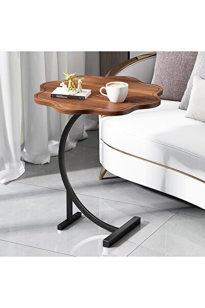 awwaline Coffee table flower shape, awwaline, wood, brown, 39 x 39 x 60 cm