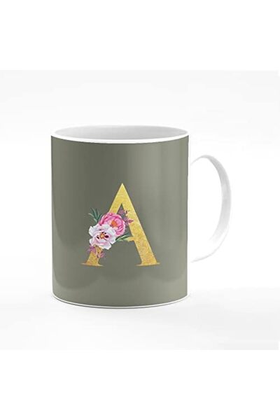 Stylizedd كوب قهوة مطبوع عليه تصميم خاص، 11 أونصة، أكواب هدايا خزفية مخصصة - أحرف أولية مخصصة