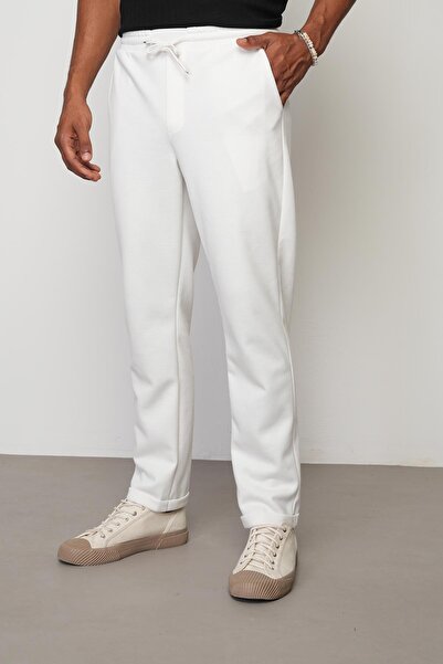 STYLE BOSS Beyaz Regular Fit Erkek Duble Paça Pantolon E1029