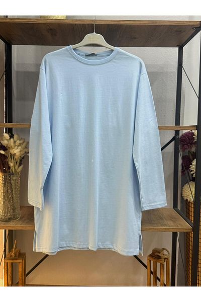 ÖZNE BUTİK Women's 100% Cotton Crew Neck Basic Combed Cotton Tunic